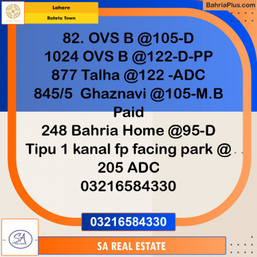 Residential Plot for Sale in Overseas B -  Bahria Town, Lahore - (BP-140235)
