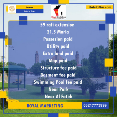 Residential Plot for Sale in Bahria Town, Lahore - (BP-140252)