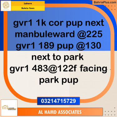 Residential Plot for Sale in Bahria Town, Lahore - (BP-140297)