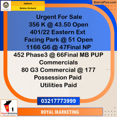 Residential Plot for Sale in Bahria Orchard, Lahore - (BP-140354)