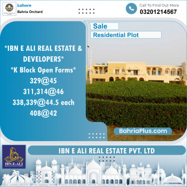 Residential Plot for Sale in Bahria Orchard, Lahore - (BP-140375)