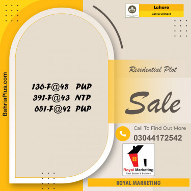 Residential Plot for Sale in Bahria Orchard, Lahore - (BP-140440)