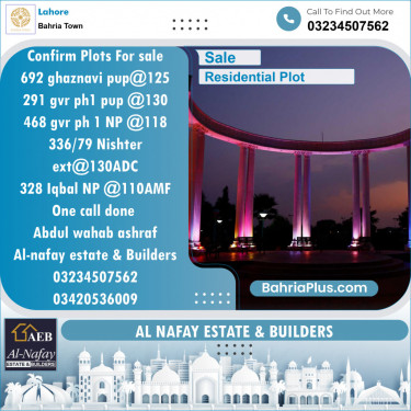 Residential Plot for Sale in Bahria Town, Lahore - (BP-140598)