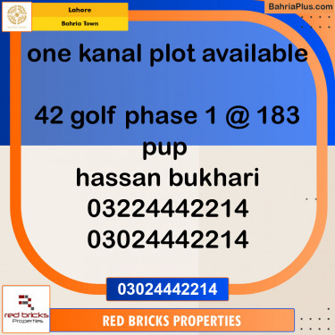 Residential Plot for Sale in Bahria Town, Lahore - (BP-140629)