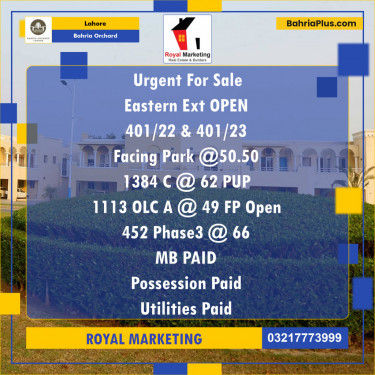 Residential Plot for Sale in Bahria Orchard, Lahore - (BP-140642)