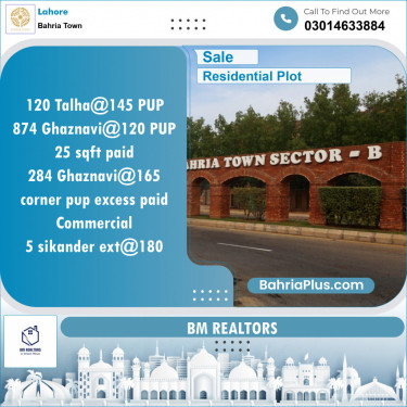 Residential Plot for Sale in Bahria Town, Lahore - (BP-140659)