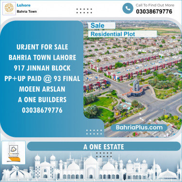 Residential Plot for Sale in Bahria Town, Lahore - (BP-140697)