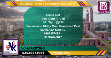 Residential Plot for Sale in Sector F - Tipu Sultan Block -  Bahria Town, Lahore - (BP-140812)