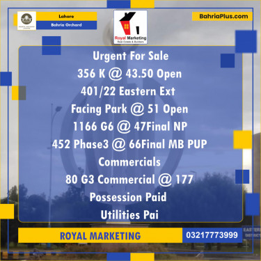 Residential Plot for Sale in Bahria Orchard, Lahore - (BP-140834)
