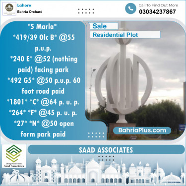 Residential Plot for Sale in Bahria Orchard, Lahore - (BP-140843)