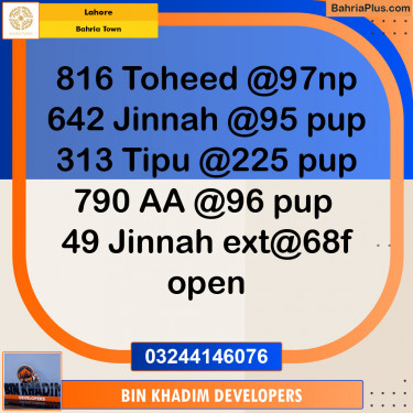 Residential Plot for Sale in Bahria Town, Lahore - (BP-140854)