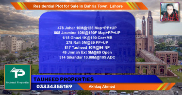 Residential Plot for Sale in Bahria Town, Lahore - (BP-140856)