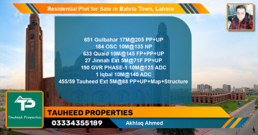 Residential Plot for Sale in Bahria Town, Lahore - (BP-140859)