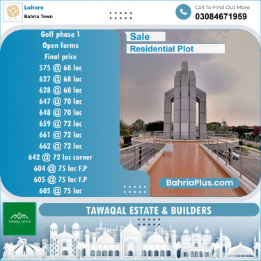 Residential Plot for Sale in Bahria Town, Lahore - (BP-140902)