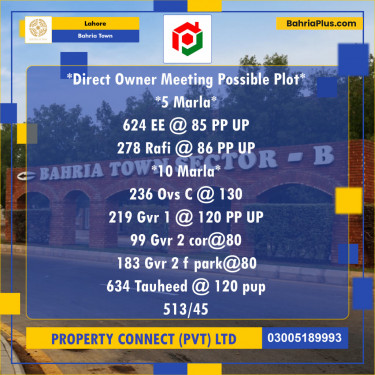Residential Plot for Sale in Bahria Town, Lahore - (BP-140924)