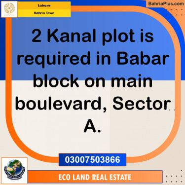 Residential Plot for Sale in Bahria Town, Lahore - (BP-141020)