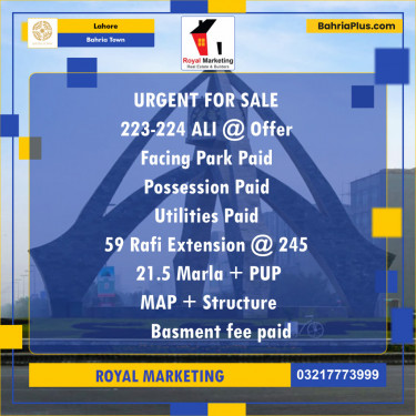 Residential Plot for Sale in Bahria Town, Lahore - (BP-141090)