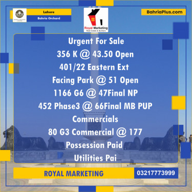 Residential Plot for Sale in Phase 2 - K Block -  Bahria Orchard, Lahore - (BP-141095)