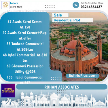 Residential Plot for Sale in Sector B - Awais Qarni -  Bahria Town, Lahore - (BP-141221)