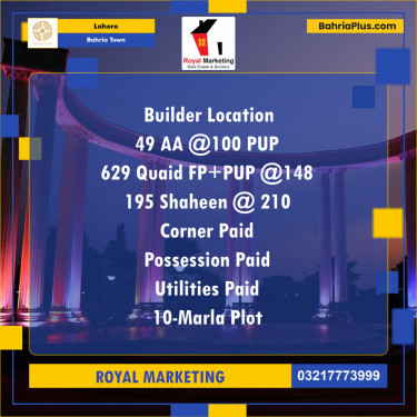 Residential Plot for Sale in Bahria Town, Lahore - (BP-141239)