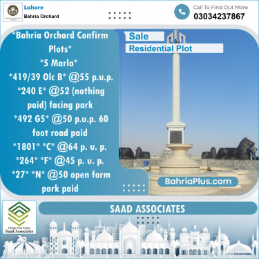 Residential Plot for Sale in Bahria Orchard, Lahore - (BP-141240)