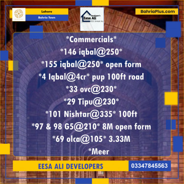 Commercial Plot for Sale in Bahria Town, Lahore - (BP-141268)