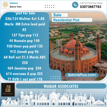 Residential Plot for Sale in Bahria Town, Lahore - (BP-141278)