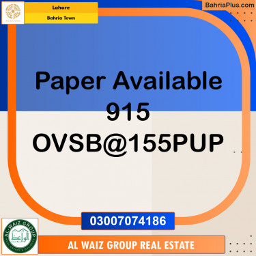 Residential Plot for Sale in Overseas B -  Bahria Town, Lahore - (BP-141293)