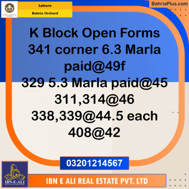 Residential Plot for Sale in Bahria Orchard, Lahore - (BP-141304)
