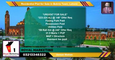 Residential Plot for Sale in Bahria Town, Lahore - (BP-141435)