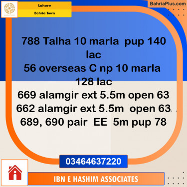 Residential Plot for Sale in Bahria Town, Lahore - (BP-141447)