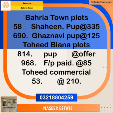Residential Plot for Sale in Bahria Town, Lahore - (BP-141467)