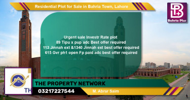 Residential Plot for Sale in Bahria Town, Lahore - (BP-141543)