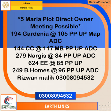 Residential Plot for Sale in Bahria Town, Lahore - (BP-141544)