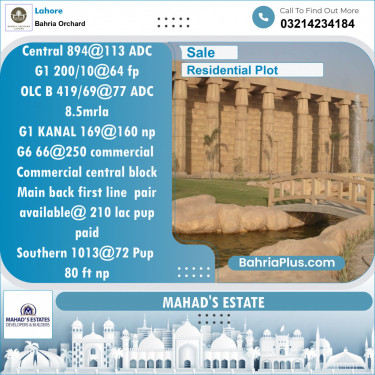 Residential Plot for Sale in Bahria Orchard, Lahore - (BP-141550)