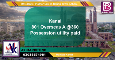 Residential Plot for Sale in Bahria Town, Lahore - (BP-141565)