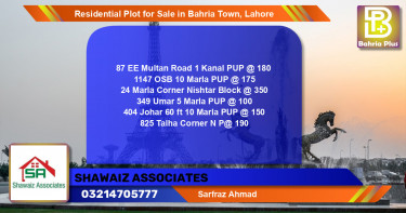 Residential Plot for Sale in Bahria Town, Lahore - (BP-141666)