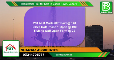 Residential Plot for Sale in Bahria Town, Lahore - (BP-141668)