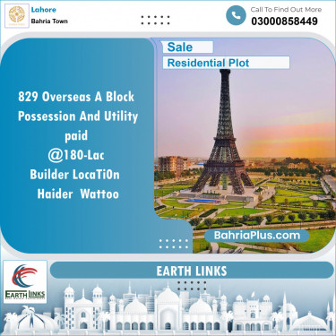 Residential Plot for Sale in Overseas A -  Bahria Town, Lahore - (BP-141727)