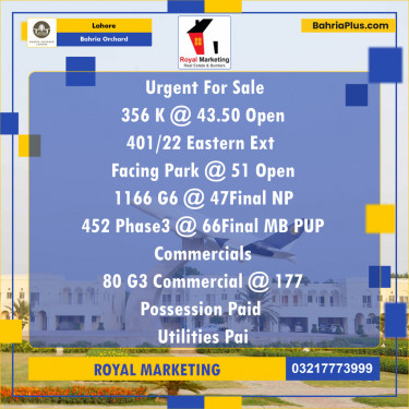 Residential Plot for Sale in Bahria Orchard, Lahore - (BP-141837)