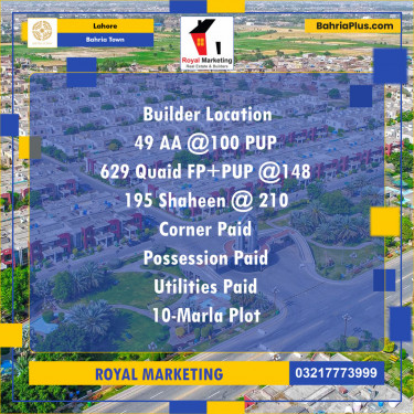 Residential Plot for Sale in Bahria Town, Lahore - (BP-141839)
