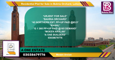 Residential Plot for Sale in Bahria Orchard, Lahore - (BP-141914)
