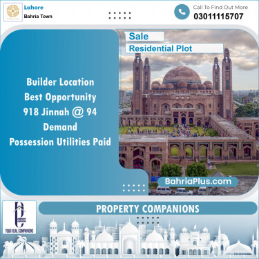 Residential Plot for Sale in Bahria Town, Lahore - (BP-141926)