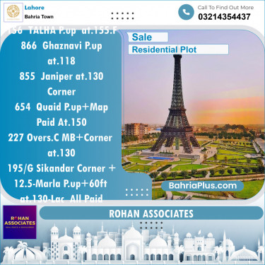 Residential Plot for Sale in Bahria Town, Lahore - (BP-141968)