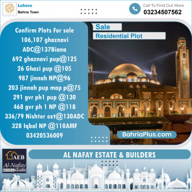 Residential Plot for Sale in Bahria Town, Lahore - (BP-141976)