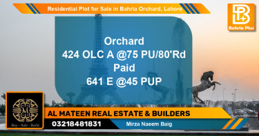 Residential Plot for Sale in Bahria Orchard, Lahore - (BP-142029)