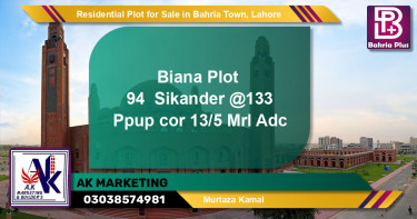Residential Plot for Sale in Bahria Town, Lahore - (BP-142045)