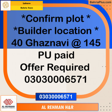 Residential Plot for Sale in Bahria Town, Lahore - (BP-142084)