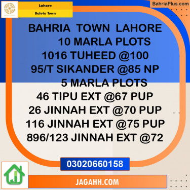 Residential Plot for Sale in Sector F - Tauheed Block -  Bahria Town, Lahore - (BP-142264)