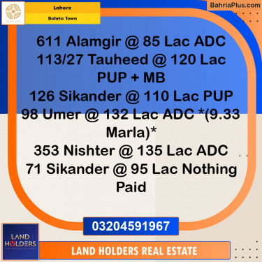 Residential Plot for Sale in Bahria Town, Lahore - (BP-142307)